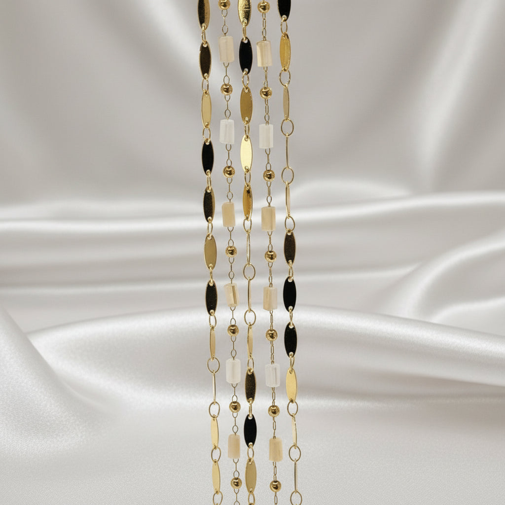 Bracelet Justine blanc en acier inoxydable et pierres naturelles