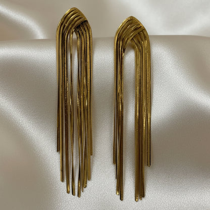 Boucles d'oreilles Lola Cascade Dorée en acier inoxydable dorée signée Milé Mila