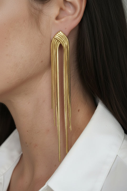 Boucles d'oreilles Lola Cascade Dorée en acier inoxydable dorée signée Milé Mila