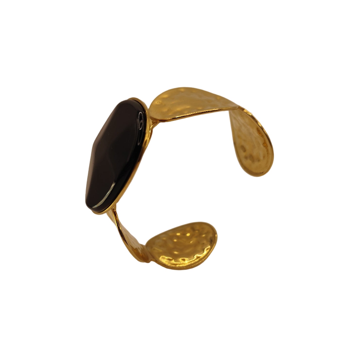 Bracelet manchette Suzy doré et pierre noire signé Milé Mila