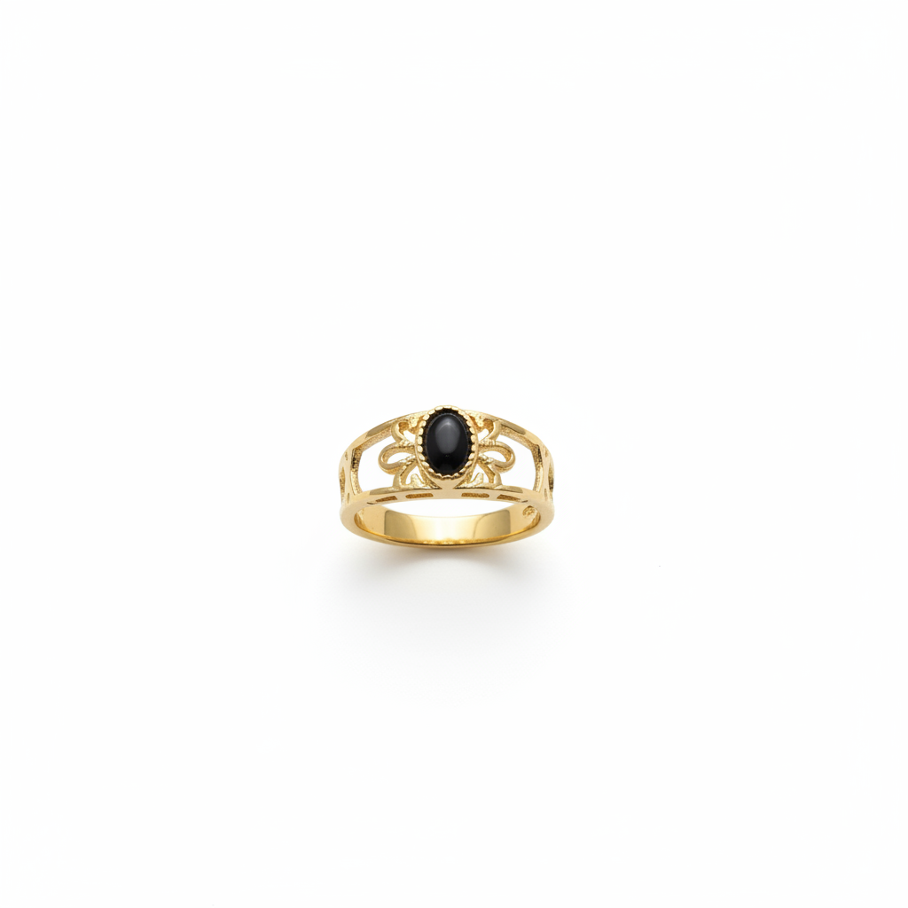 Bague Nina en acier inoxydable et sa pierre noir