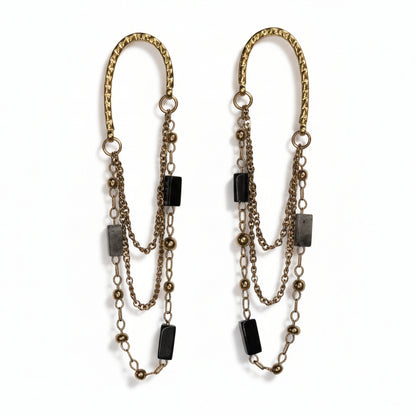 Boucles d'oreille Célia pierres naturelles noires et grises