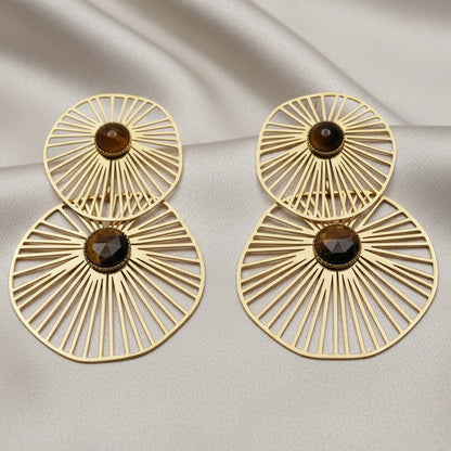 Boucles d'oreilles Cheyenne avec pierres naturelles œil de tigre