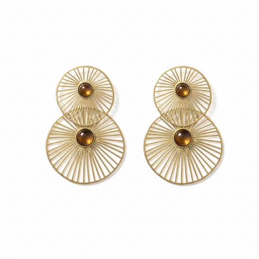 Boucles d'oreilles Cheyenne avec pierres naturelles œil de tigre