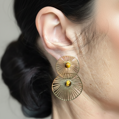 Boucles d'oreilles Cheyenne avec pierres naturelles œil de tigre