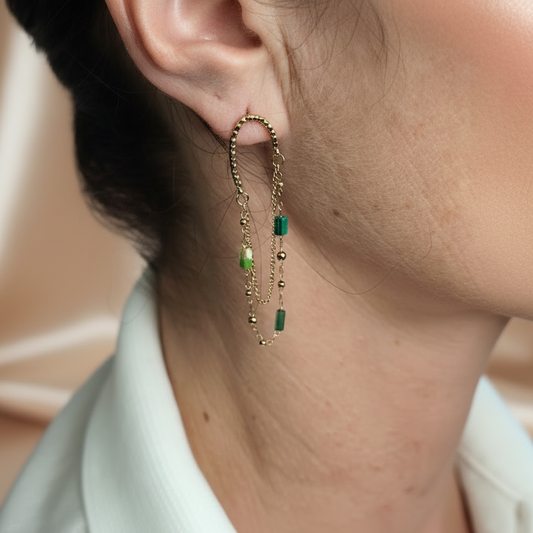 Boucles d'oreilles Célia pierres naturelles tons verts