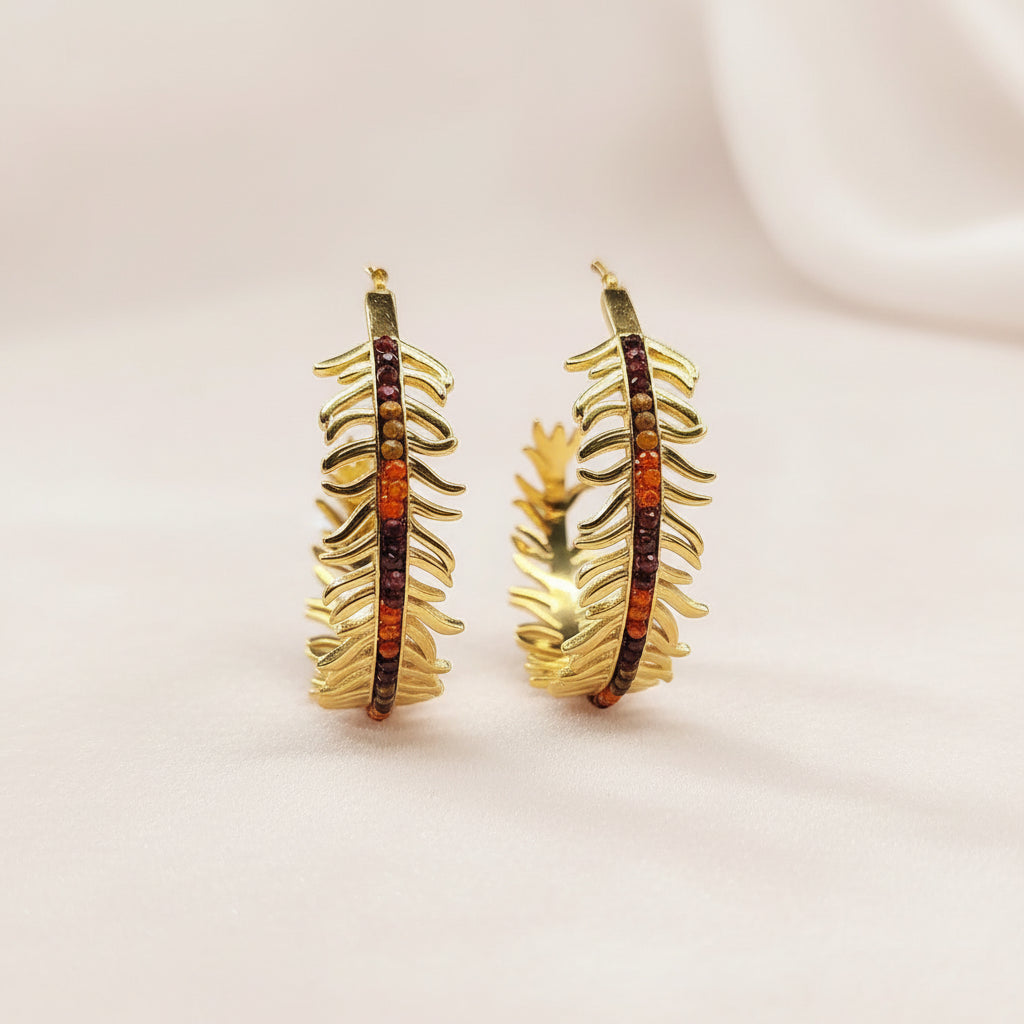 Boucles d'oreille Laetitia dorées  en acier inoxydable et pierres naturelle