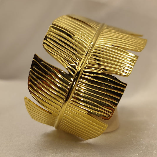 Bracelet Artémis manchette feuille doré