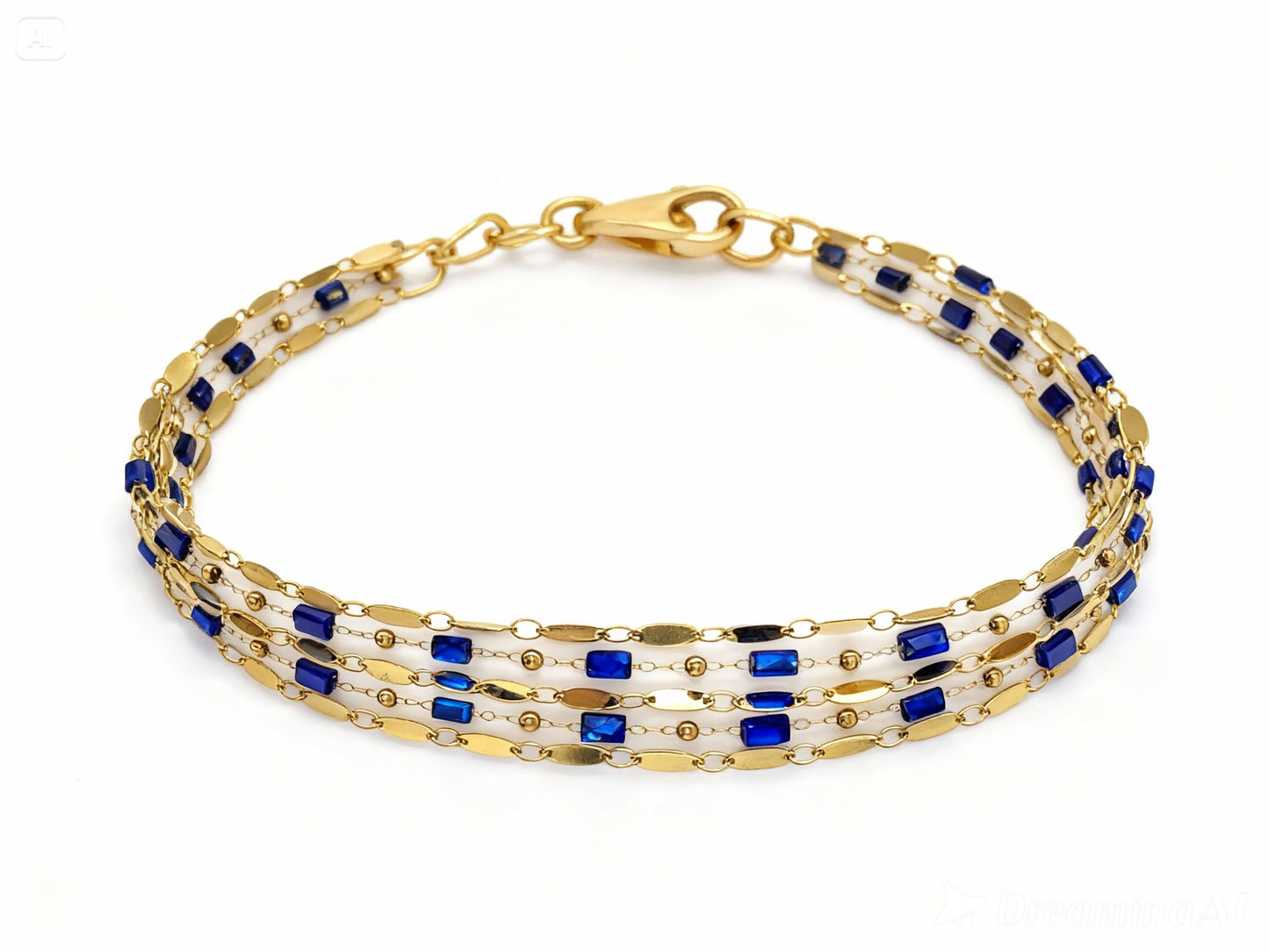 Bracelet "Eclat Bleu" en acier inoxydable et pierres naturelles bleu nuit