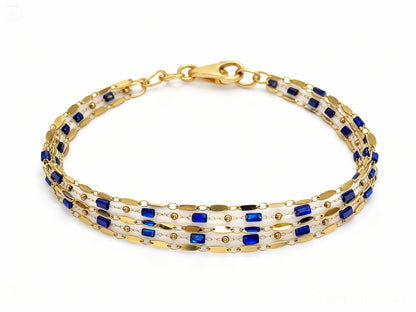 Bracelet "Eclat Bleu" en acier inoxydable et pierres naturelles bleu nuit