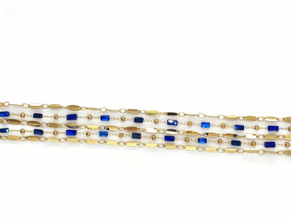 Bracelet "Eclat Bleu" en acier inoxydable et pierres naturelles bleu nuit