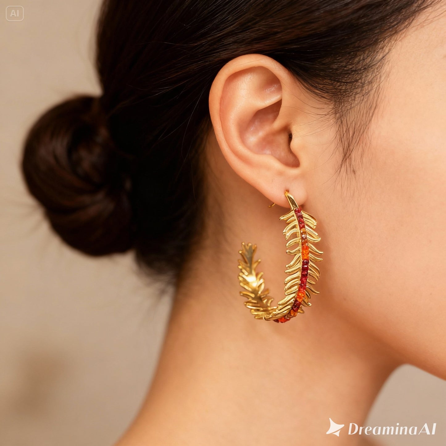 Boucles d'oreille dorées Artémis en acier inoxydable et pierres naturelle