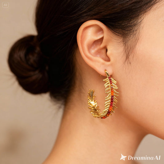 Boucles d'oreille dorées Artémis en acier inoxydable et pierres naturelle