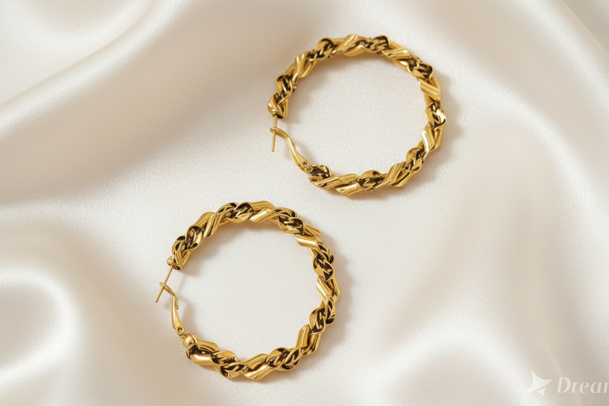 Créoles Emy torsadées   en acier inoxydable signé MILE MILA