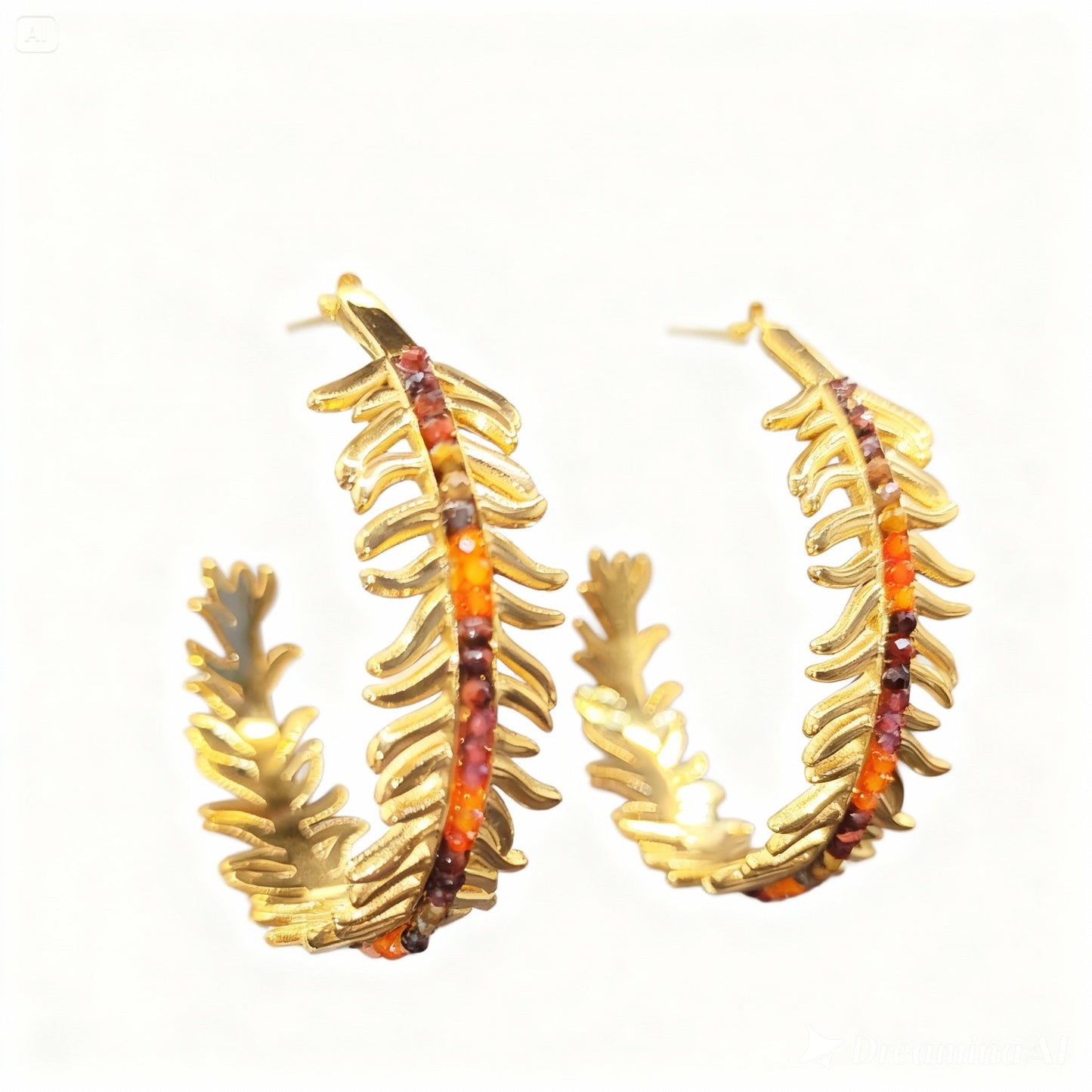 Boucles d'oreille dorées Artémis en acier inoxydable et pierres naturelle