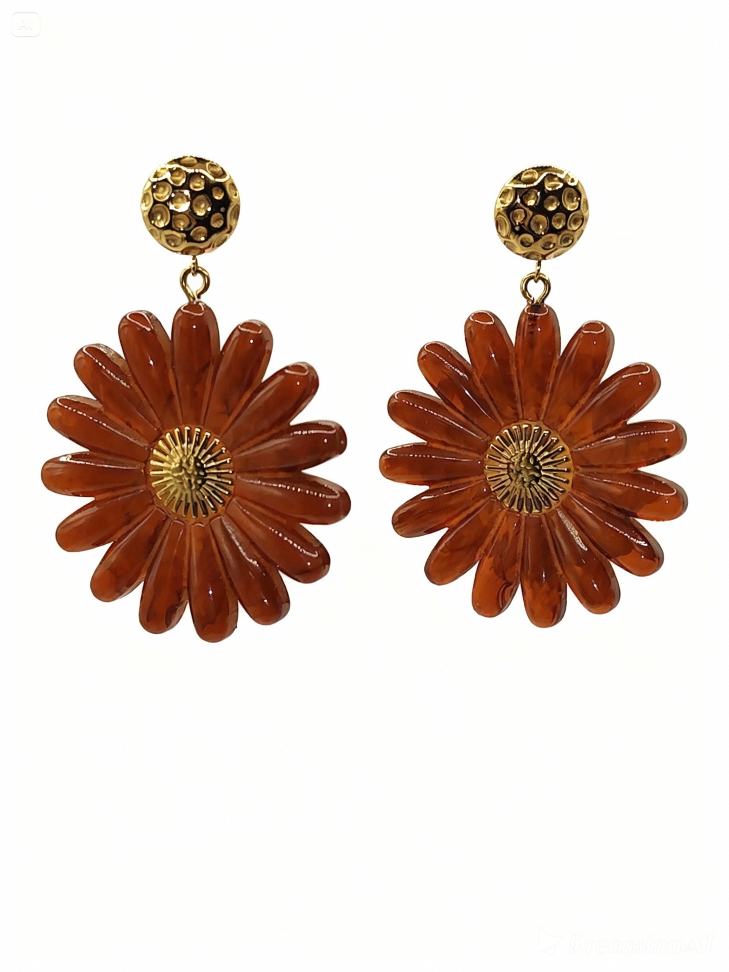 boucles d' oreilles Fleurs Atémis en résine et acier inoxydable