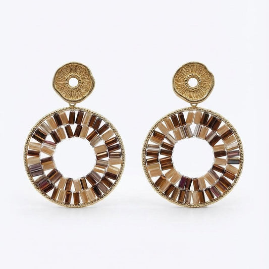 Boucles d'oreilles kary ethnique en acier inoxydable et ses perles tubulaires