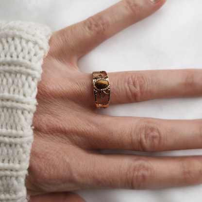Bague Nina en acier inoxydable et sa pierre ambré