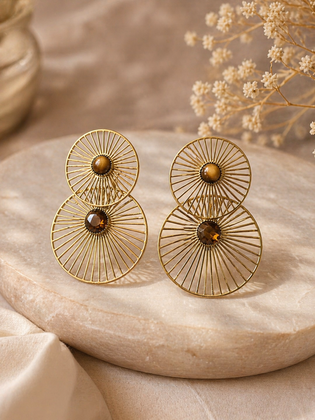 Boucles d'oreilles Cheyenne avec pierres naturelles œil de tigre