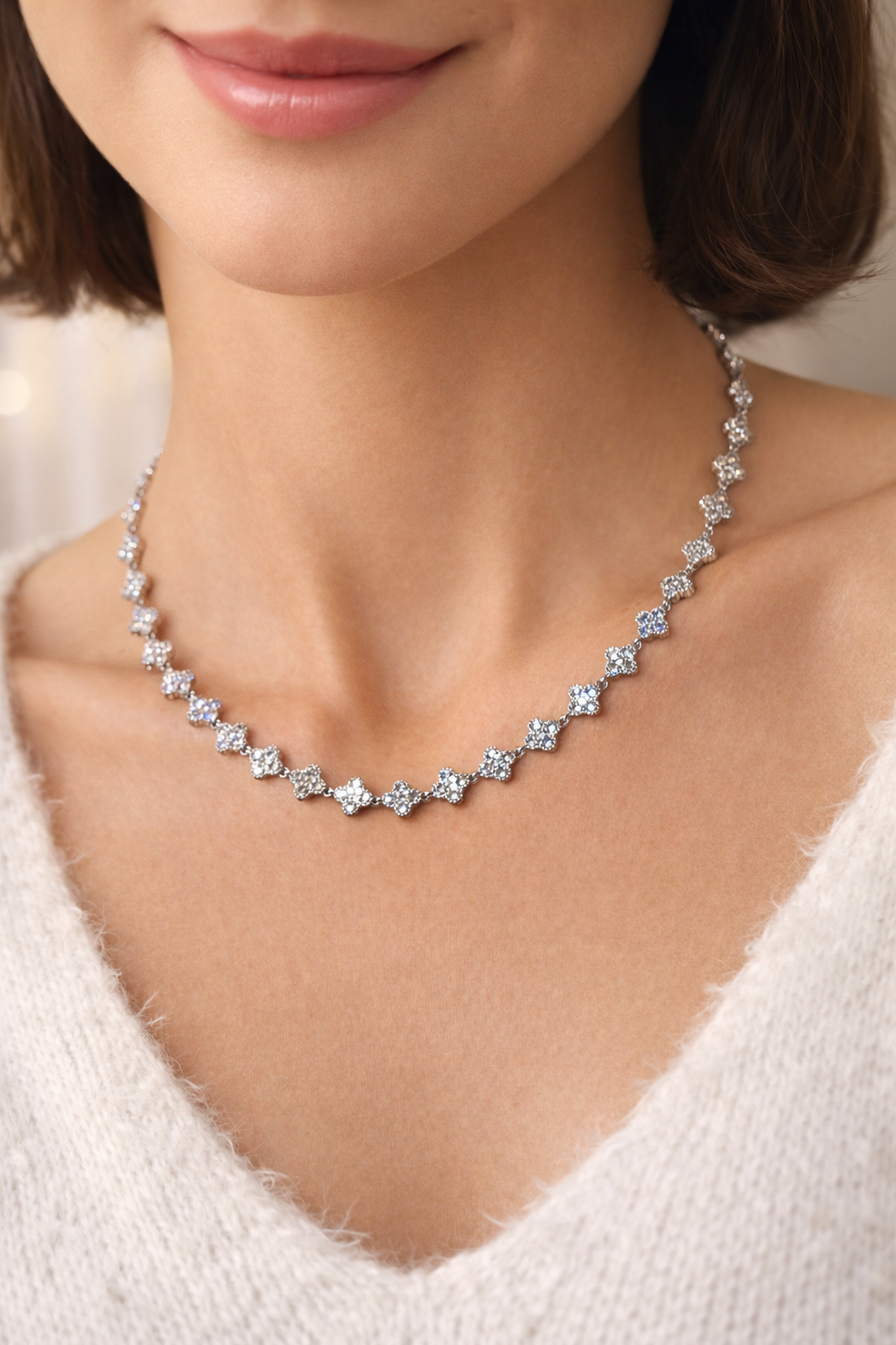 Collier Eden blanc Acier inoxydable argenté