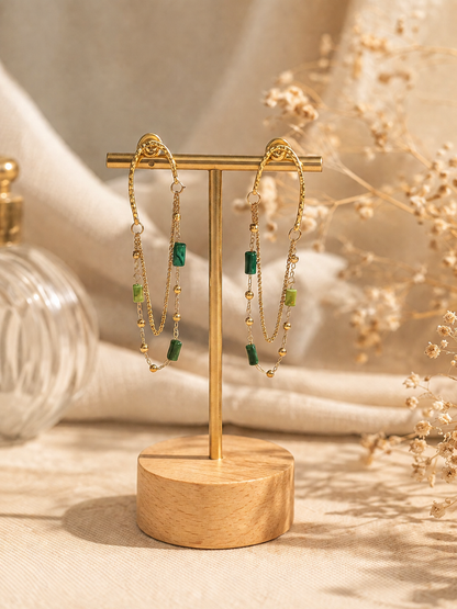Boucles d'oreilles Célia pierres naturelles tons verts