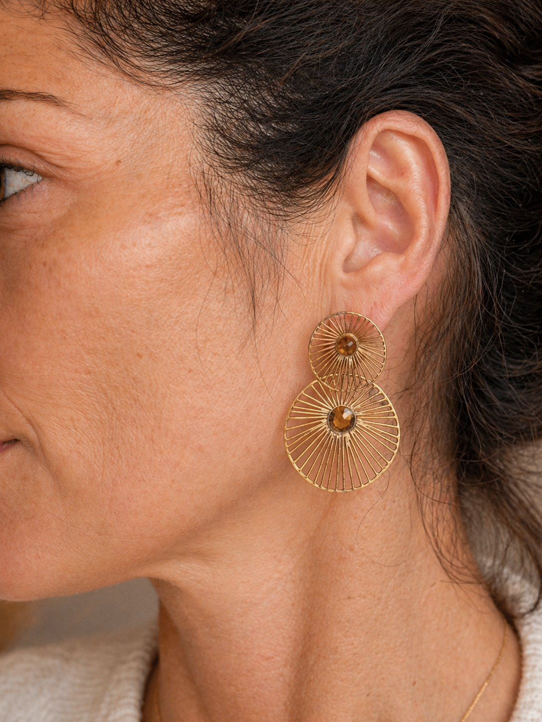 Boucles d'oreilles Cheyenne avec pierres naturelles œil de tigre