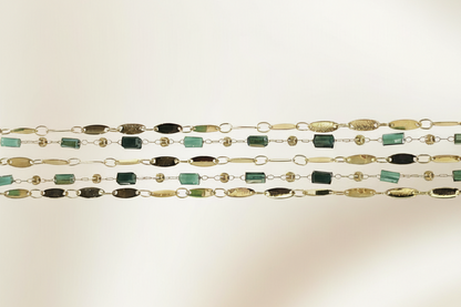 Bracelet Justine vert en acier inoxydable et pierres naturelles vertes