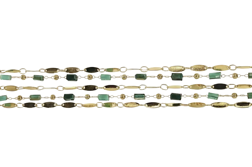 Bracelet Justine vert en acier inoxydable et pierres naturelles vertes