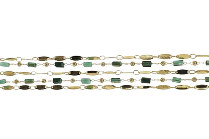 Bracelet Justine vert en acier inoxydable et pierres naturelles vertes